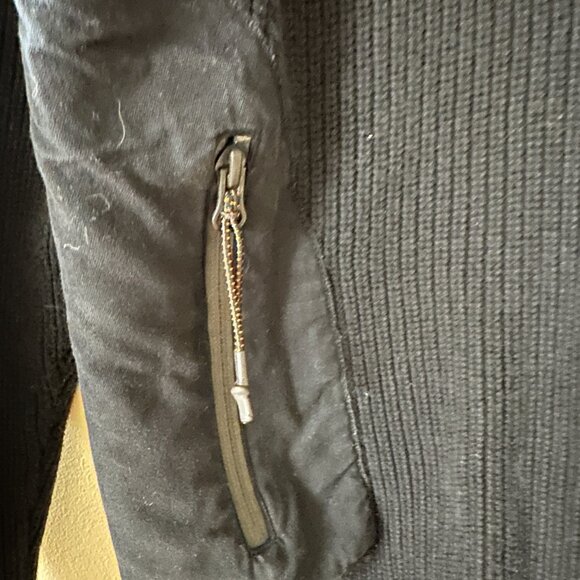 Zara Man DNWR Black Knit Sweater / Zip Pockets, Orange Stitching – Size Large L - Picture 4 of 6